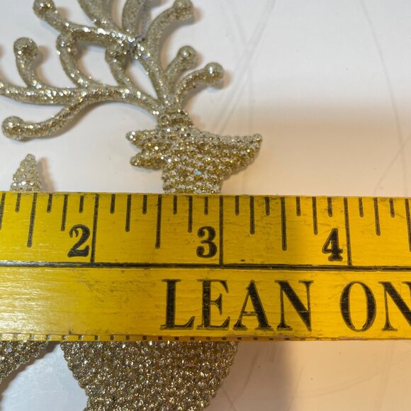 Set Of 6 Gold Glittered Reindeer Christmas Ornaments With Hanging Strings For Ho - Picture 7 of 8